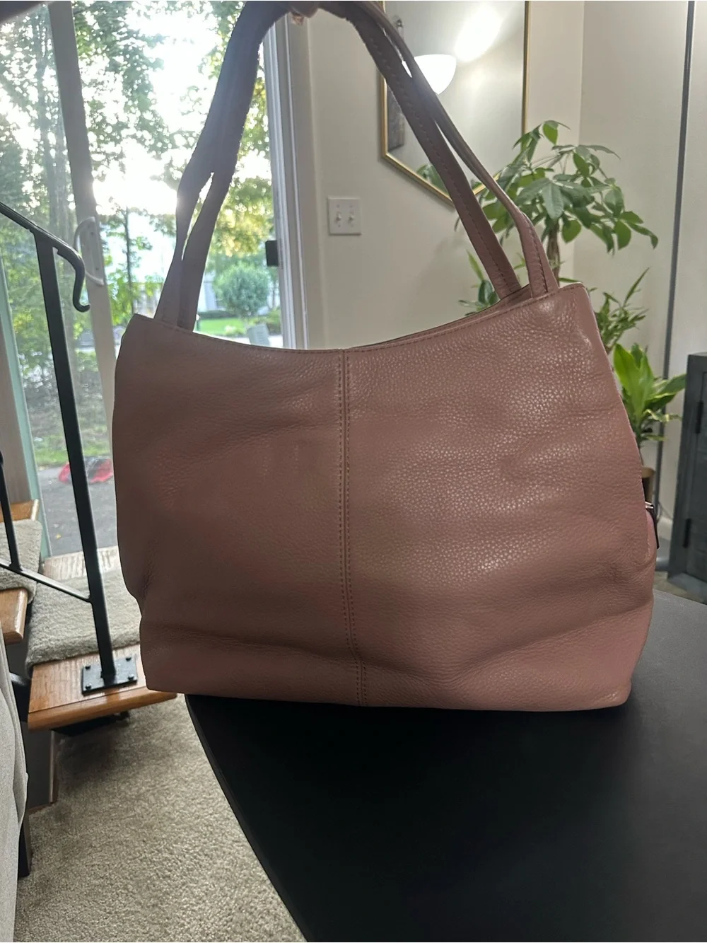 Vince Camuto Dusty Rose Soft Pebbled Leather Hobo Shoulder Bag
